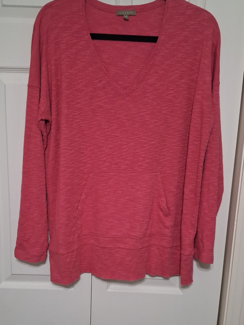 Lilla P Heathered Pink V-Neck Pullover Sweatshirt